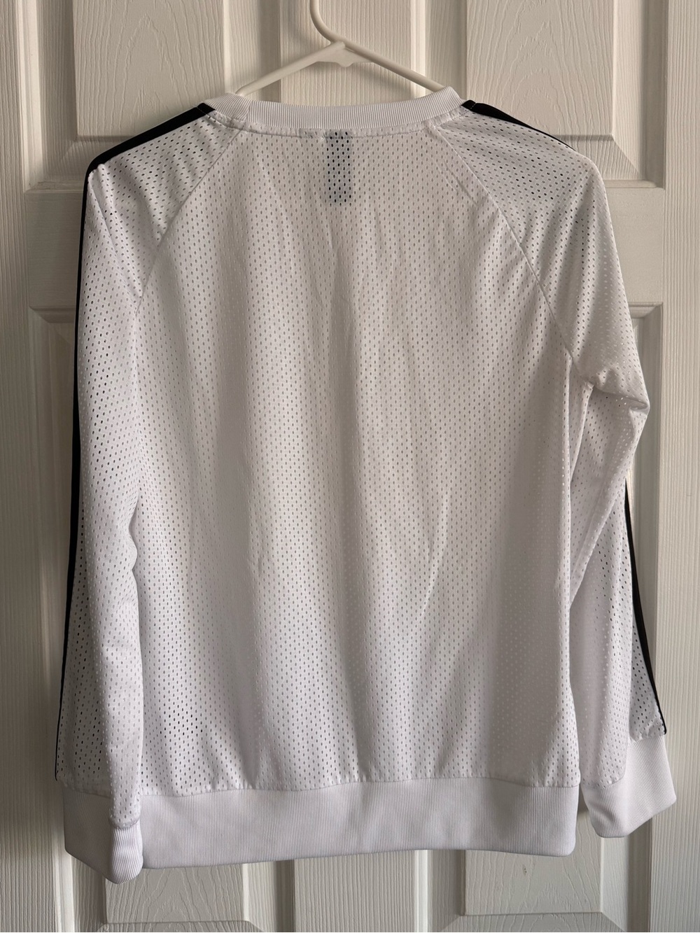 Adidas White Mesh 3-Stripe Long Sleeve Sweatshirt Pullover Size Small - Picture 4 of 4